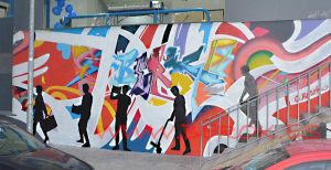 pintura mural fachada Bluespace Sant Adria Besos